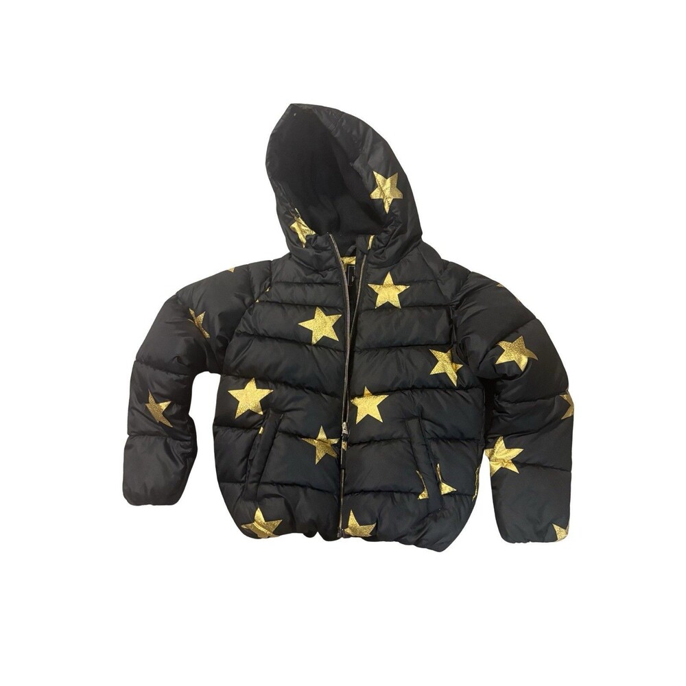 R 1881 by S Rothschild Black Puffer Jacket Gold Stars Kids Size M 10 12